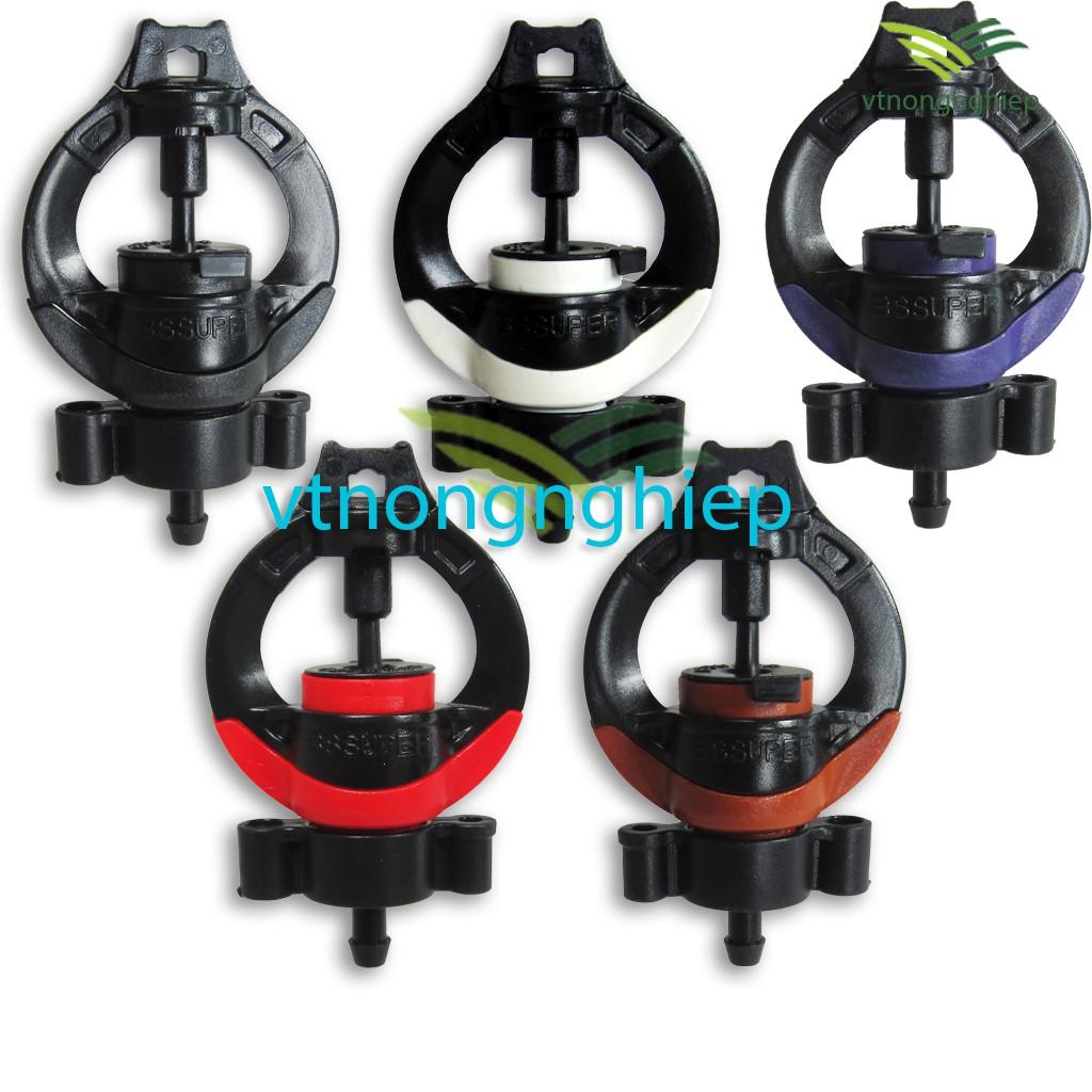 05 Béc tưới bù áp BS-Super lưu lượng 18-35-51-92-130, tưới đồi dốc, hàng cây dài, béc tưới phun mưa tại gốc cây.