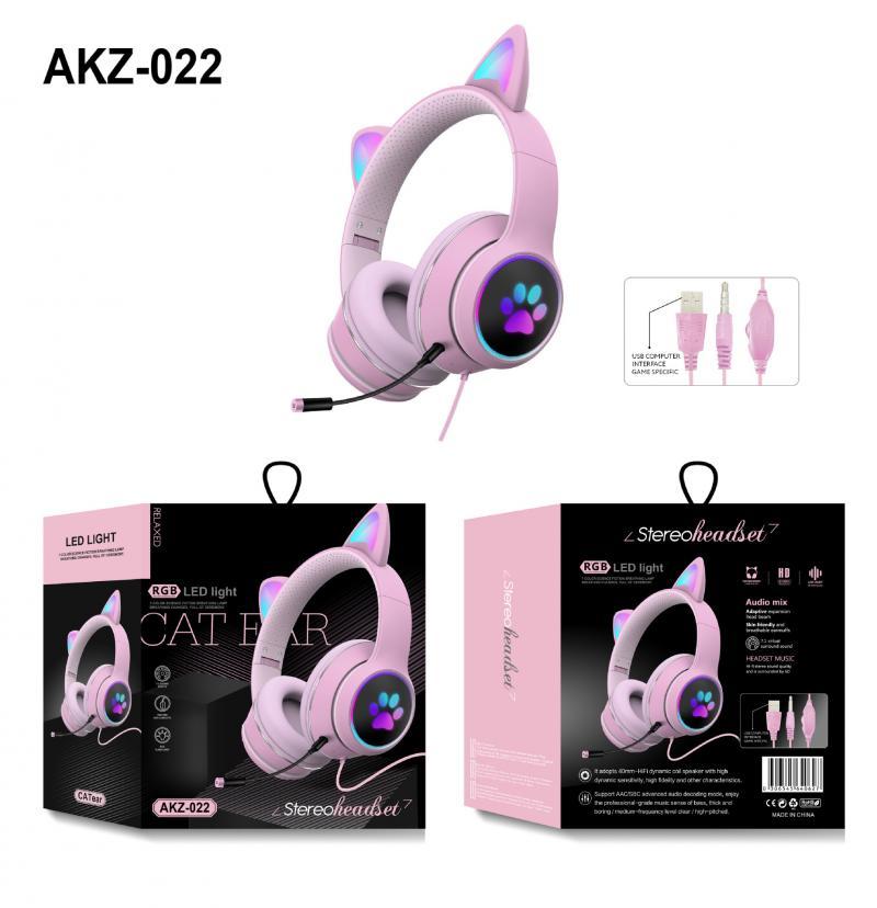 Mèo Tai Có Dây Tai Nghe Giảm Tiếng Ồn Dual Mic Tai Nghe LED Chơi Game Cho Máy Tính Laptop Game Thủ