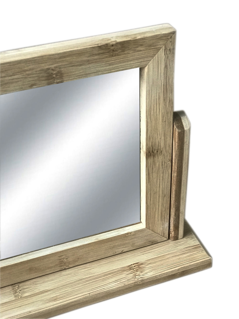 Gương trang điểm để bàn hình chữ nhật nằm ngang khung bằng tre - Wooden Studio