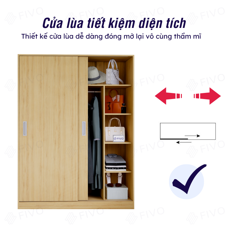 Tủ Gỗ Quần Áo Cửa Lùa Gỗ Chống Ẩm FIVO FC31 Diện Tích Để Đồ Rộng Rãi, Móc Treo Tiện Dụng Mẫu Mã Hiện Đại Sang Trọng
