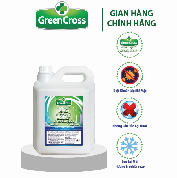 DUNG DỊCH XỊT KHUẨN MỖI NGÀY GREEN CROSS A2 CAN 5 LÍT - TẶNG 1 CHAI 500ML CÙNG LOẠI