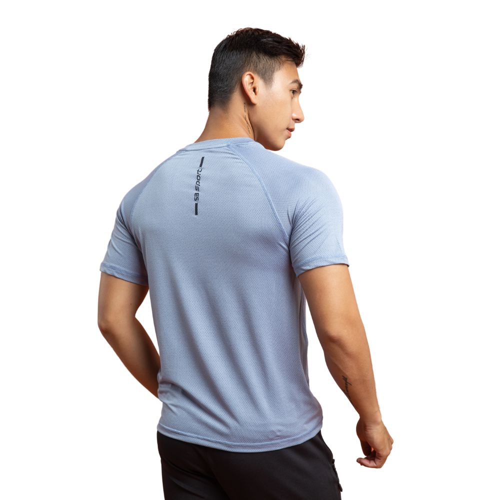 Áo Thun Nam sporting Simple &amp; Basic, vải mè, thấm hút mồ hôi, mau khô, thích hợp cho mọi thể thao, màu xám, xanh đen