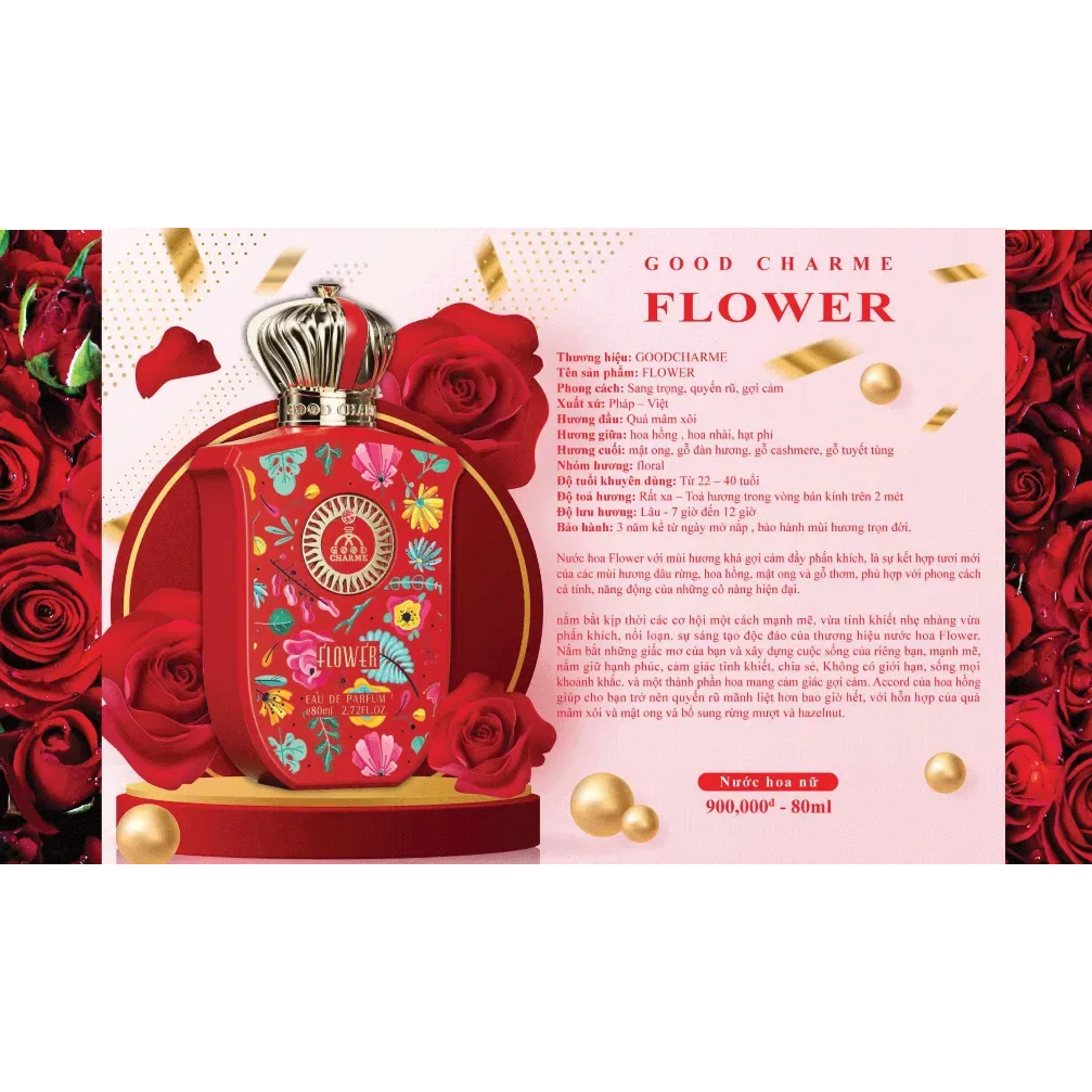 [LIMITED DATE 10/2025] Nước Hoa Nữ Sang Trọng GOOD CHARME FLOWER 80ml Lưu Hương Lâu Sang Trọng, Quyến Rũ_Nước Hoa Chính Hãng