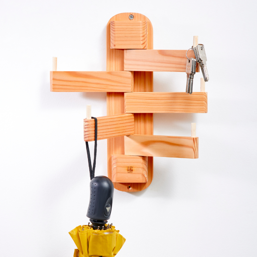 Kệ treo đồ 5 móc bằng gỗ thông - Deernor