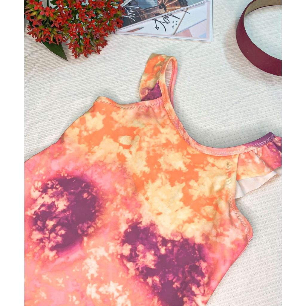 9M-5T Bikini đồ bơi đi biển 1 mảnh màu tye dye bé gái hở lưng dây bèo cổ yếm tròn chống nắng