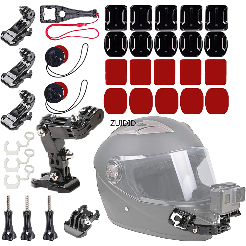 34in1 Mũ bảo hiểm xe máy cằm Mount Bộ dụng cụ cho GoPro Hero 10 9 8 7 6 5 Phụ kiện máy ảnh Osmo
