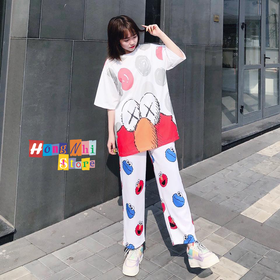 Quần Cartoon Pant Unisex, Quần Hoạt Hình Lửng Ống Rộng Lưng Thun - MM