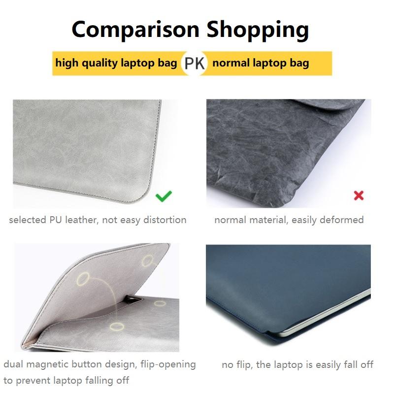 Da PU Túi Đựng Laptop 11.6-12 13.3 14.1-15.4 Inch Chống Nước Xách Tay Ốp Lưng Cho Macbook Huawei pro Xiaomi