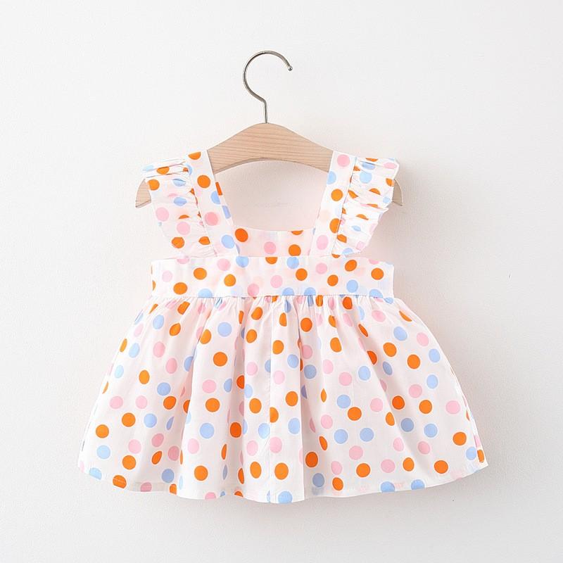 Váy Đầm Bé Gái Mùa Hè Thỏ, Sát Nách, Cổ Sen Phối Viên Dáng Xòe , thời trang tre em Anna store