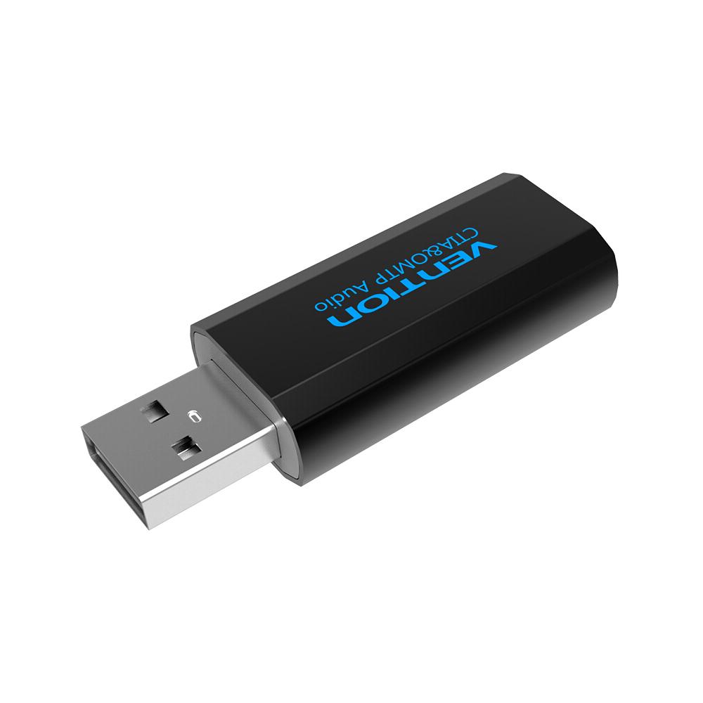Hẻ âm thanh ngoài USB với Bộ điều hợp mic tai nghe stereo 3,5 mm Thay thế miễn phí trình điều khiển cho PC Máy tính xách tay PS4 Đen VENTION