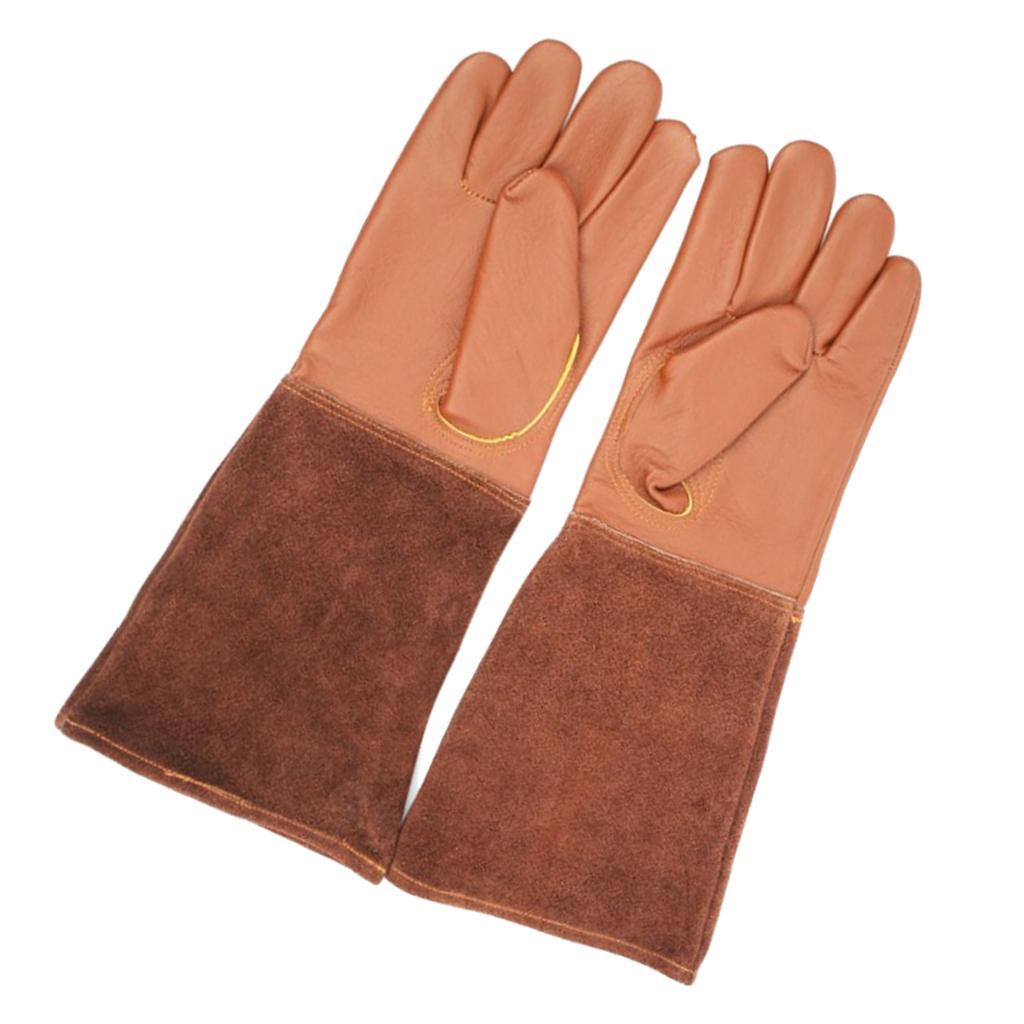 2 Pairs Leather Work Gloves Thorn  Cowhide Gardening Gloves for Men Women