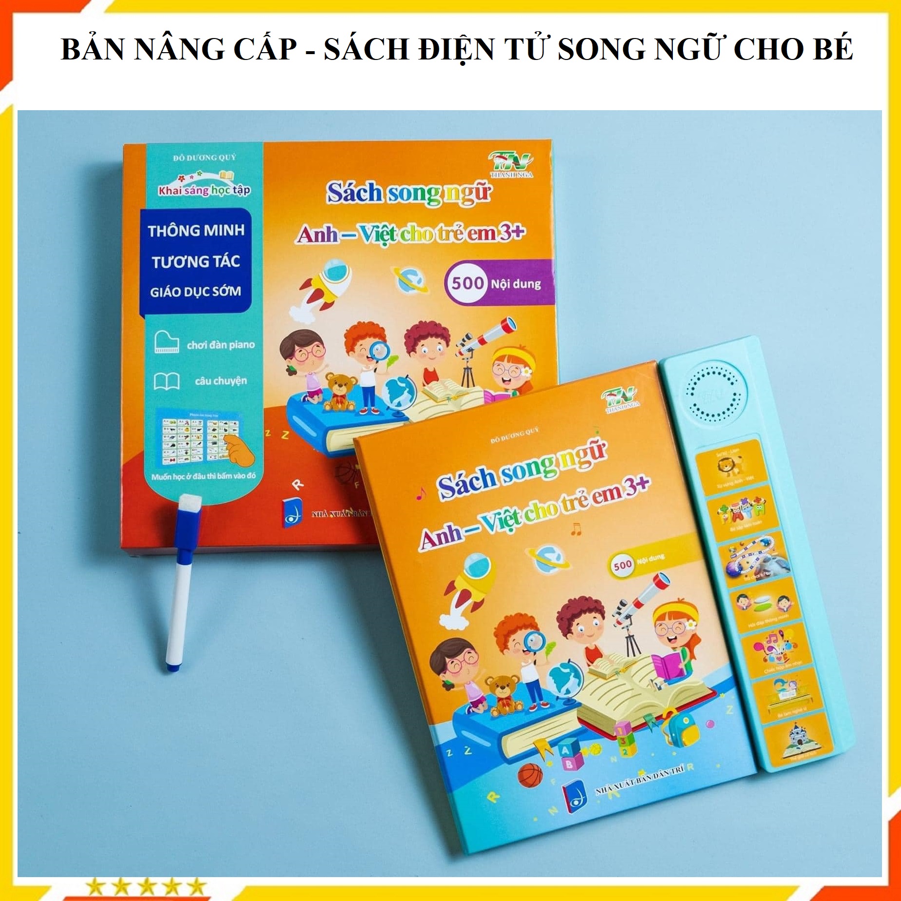 BẢN NÂNG CẤP MỚI - Sách nói điện tử song ngữ trẻ em kèm đàn và kể chuyện  - Sách quý điện tử song ngữ Anh – Việt cho bé - Đồ Chơi Trẻ Em HT SYS