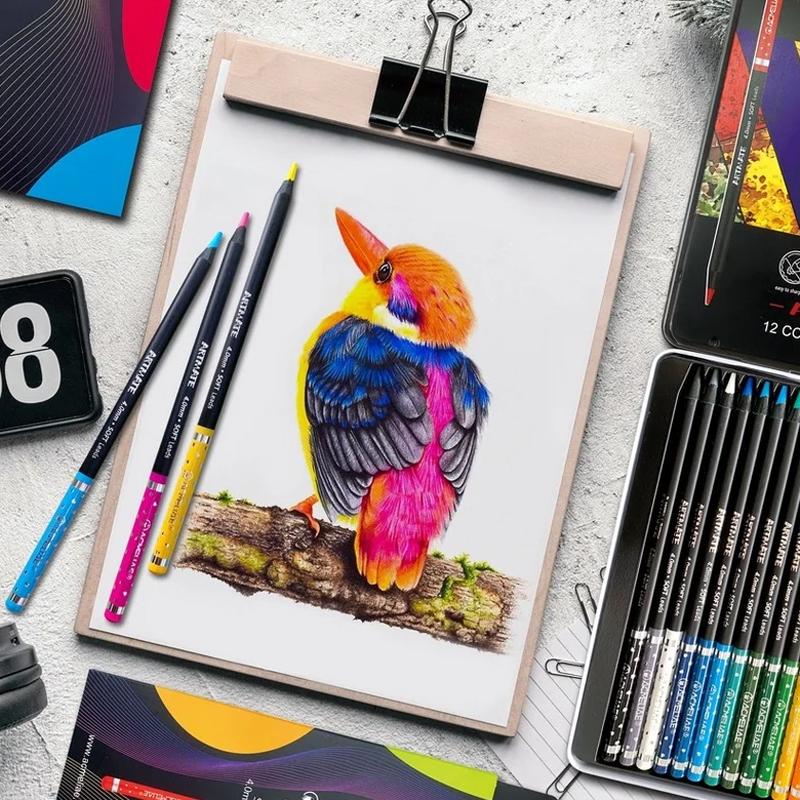 Hộp Thiếc 12 Bút Chì Màu Nước Kèm Cọ - Acmeliae ART-AQ12