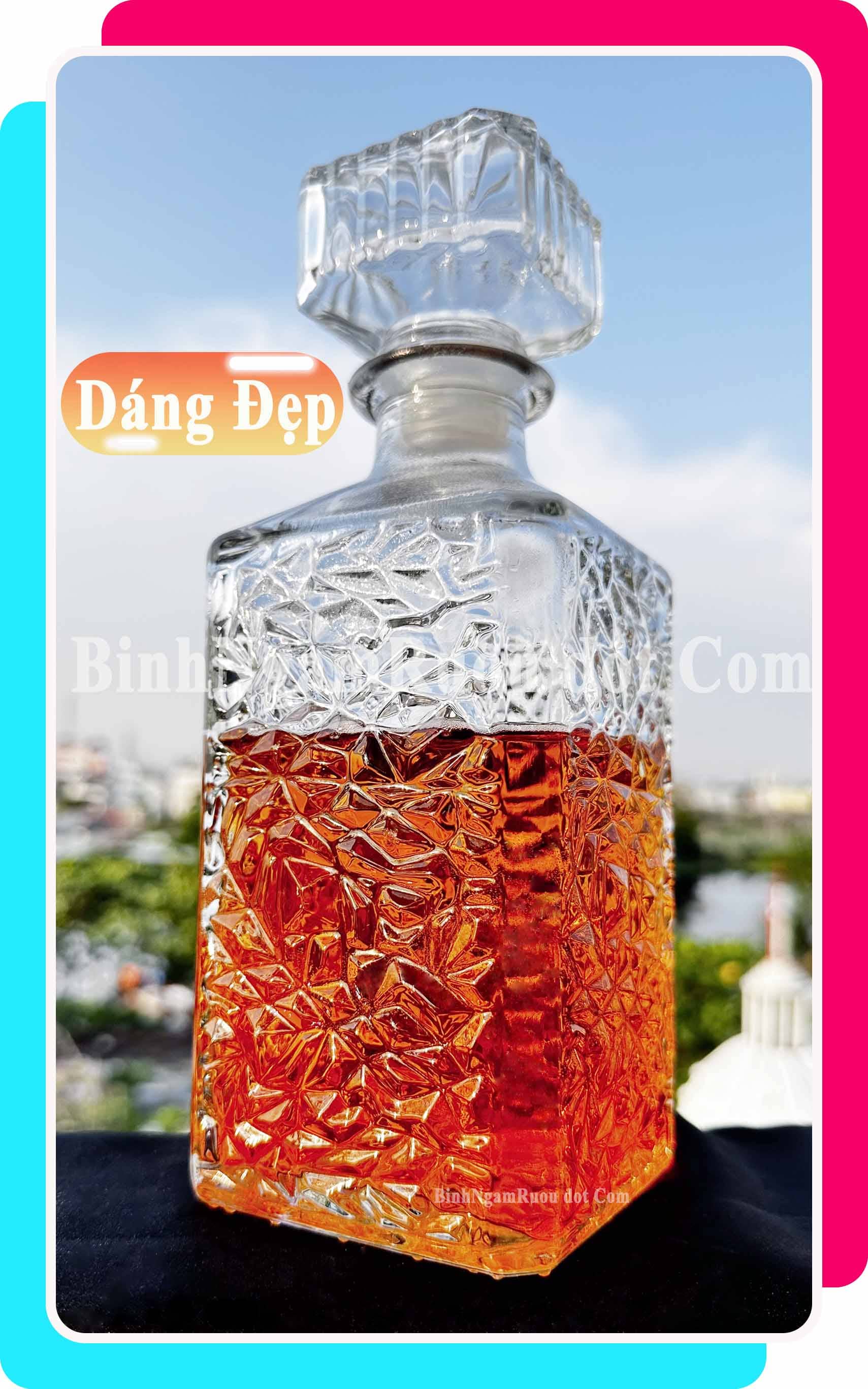 [Mua 5 Tặng 1 ] C21 Chai Đựng Rượu Thủy Tinh Vuông 1000ml - Đẹp Cao Cấp - Nắp Kín Thủy Tinh Trong - Tặng Biếu Sang Trọng