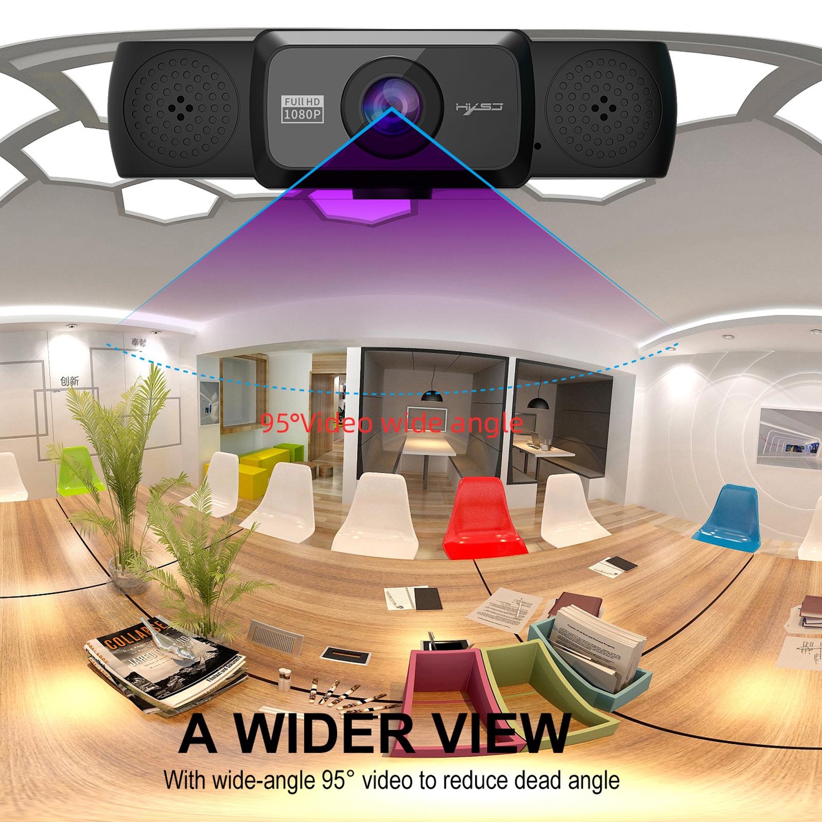 1080P Webcam with Microphone, Web Camera, Microphones Streaming Webcam, 90 & Deg; View Computer Camera, USB Plug And Play, Laptop / Desktop