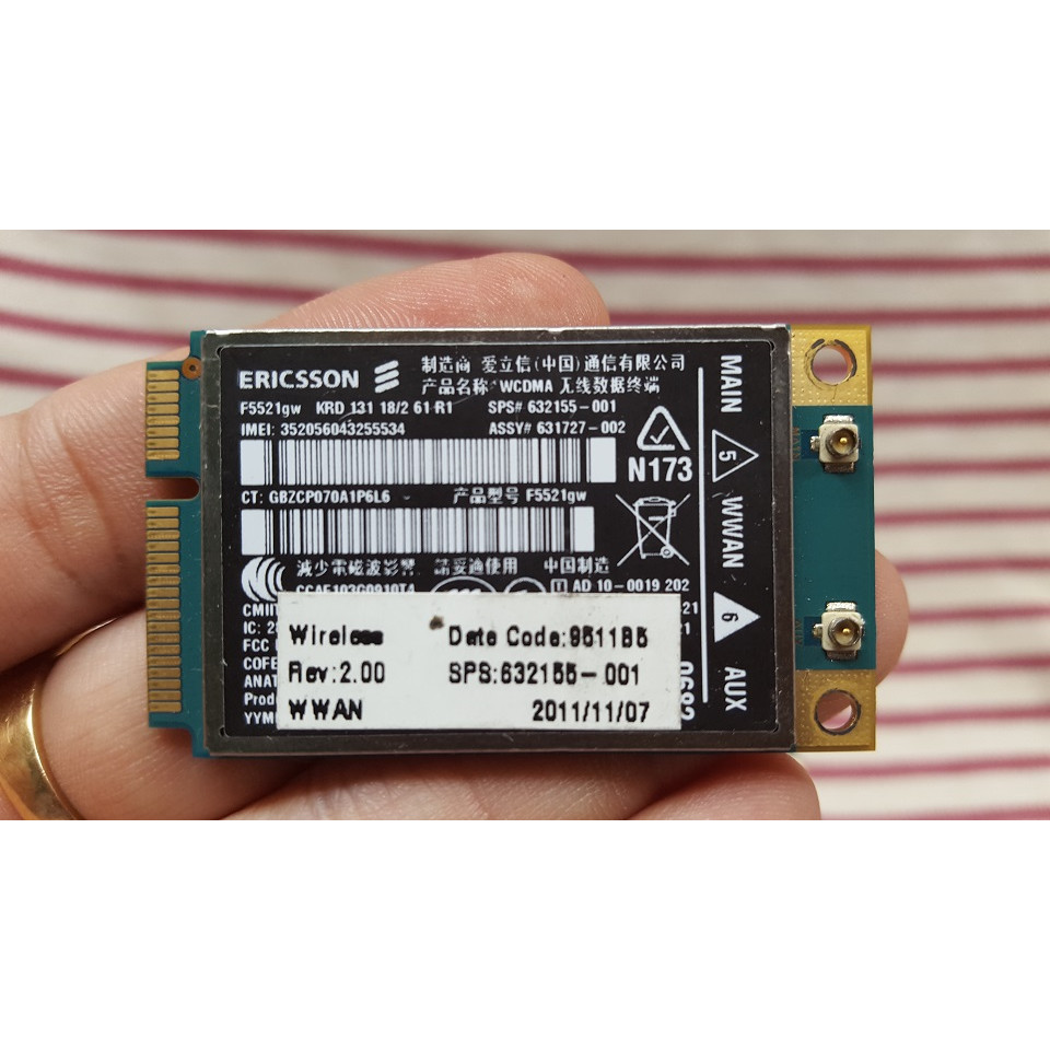 Card wwan 3G Ericsson F5521GW dùng cho HP 2560p,8460p,8560p,8760w - Hàng nhập khẩu