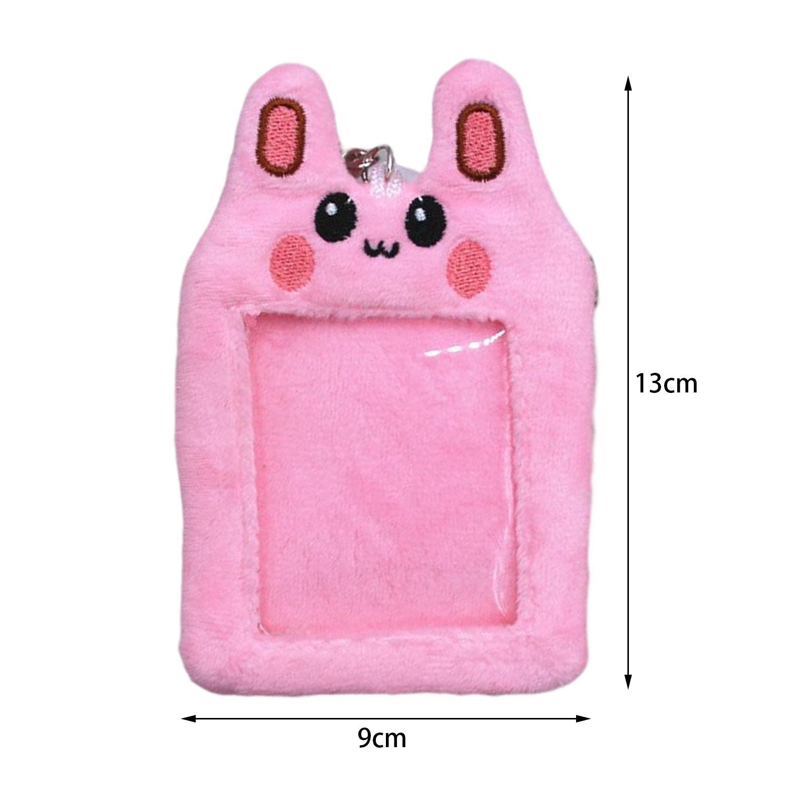 Plush Photocard Holder Cute ID Card Holder Pendant Keychain Photo Sleeves Protector for Household, Wedding, Driver Licenses, Bus Card