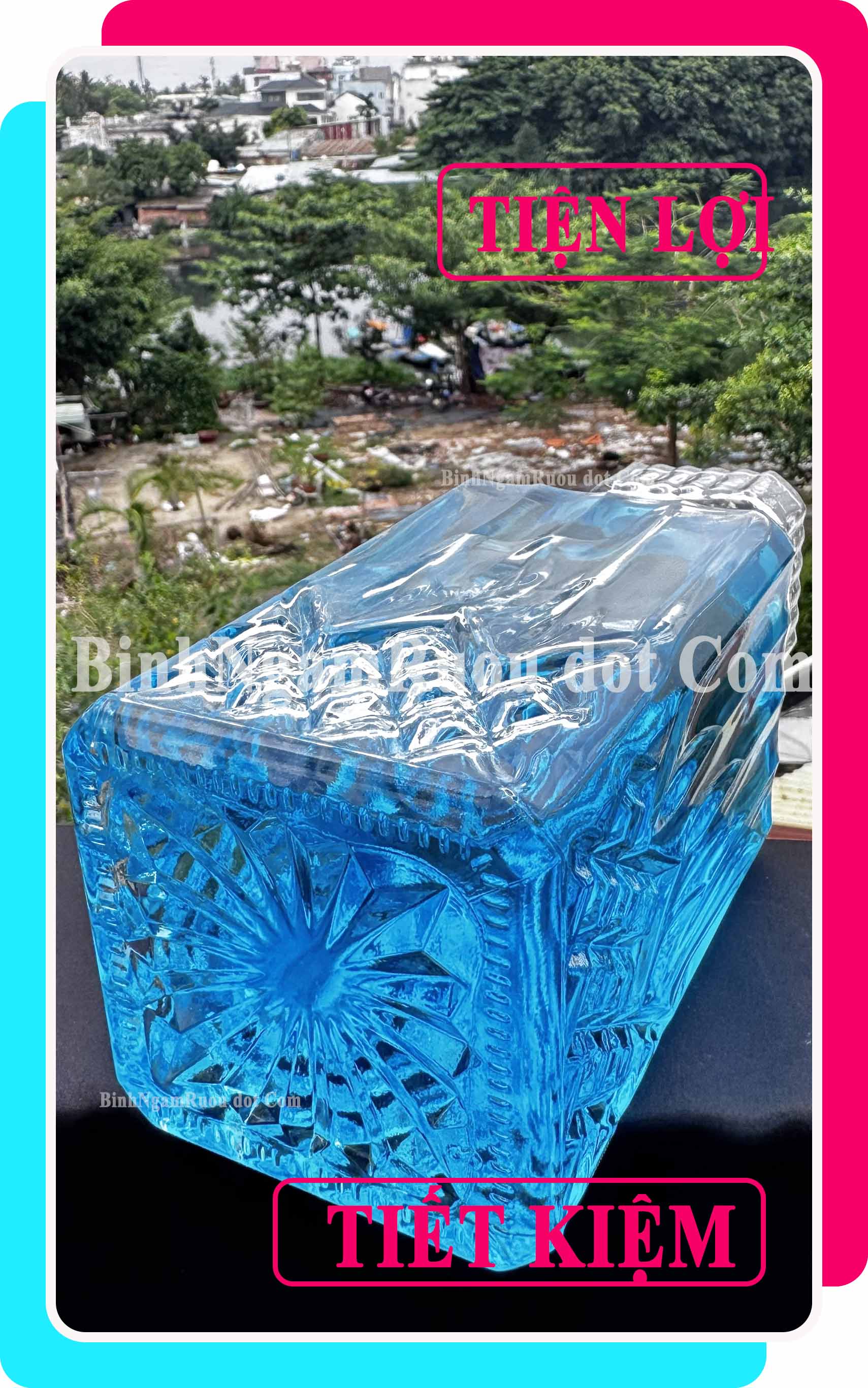 C51 Chai Đựng Rượu Thủy Tinh Dáng Trụ Vuông Nắp Thủy Tinh Sang Trọng - Cao Cấp 1000ml - Đẹp Cao Cấp - Nắp Kín Thủy Tinh Trong - Quà Biếu Sang Trọng