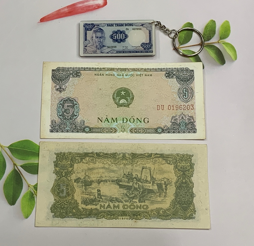 Tờ 5 đồng Việt Nam 1976 [CHẤT LƯỢNG ĐẸP] - tiền sau giải phóng - tặng kèm móc khóa hình tiền xưa