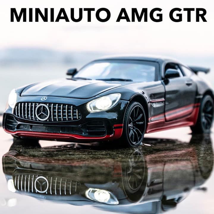 ( xe kim loại)Mô Hình Xe Mercedes AMG GTR 1:24 hãng Chezhi Khung Xe Kim Loại, Phong Cách Thể Thao có đế trưng bày