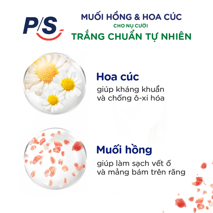 Bộ 3 Kem đánh răng P/S Muối Hồng &amp; Hoa Cúc Trắng răng tự nhiên 230G