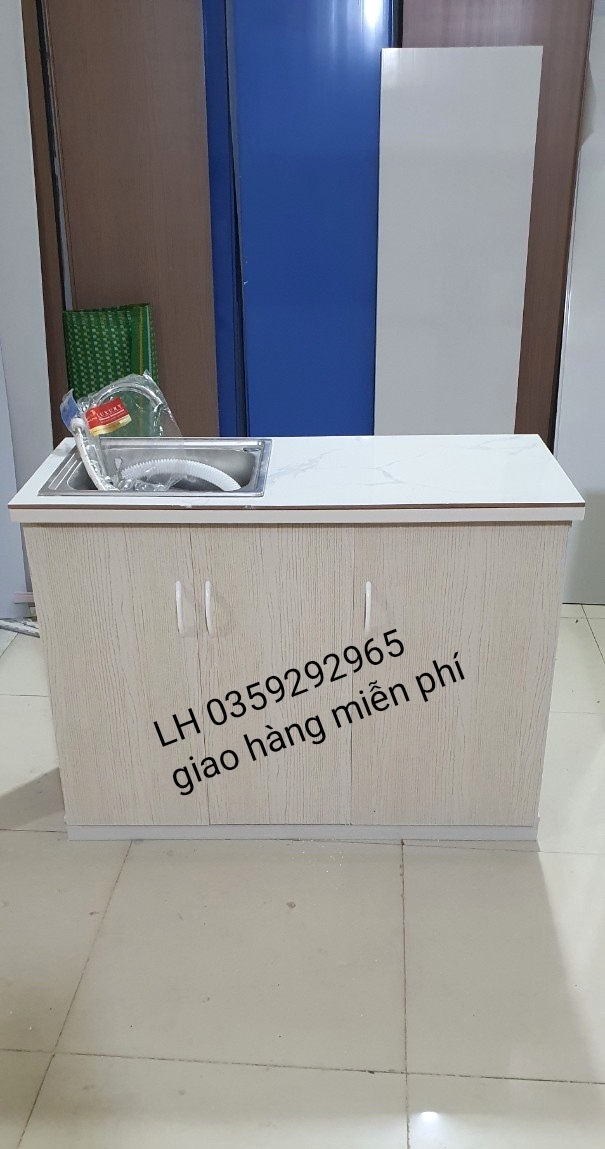 Tủ bếp mini nhựa đài Loan mặt gạch có chậu rửa