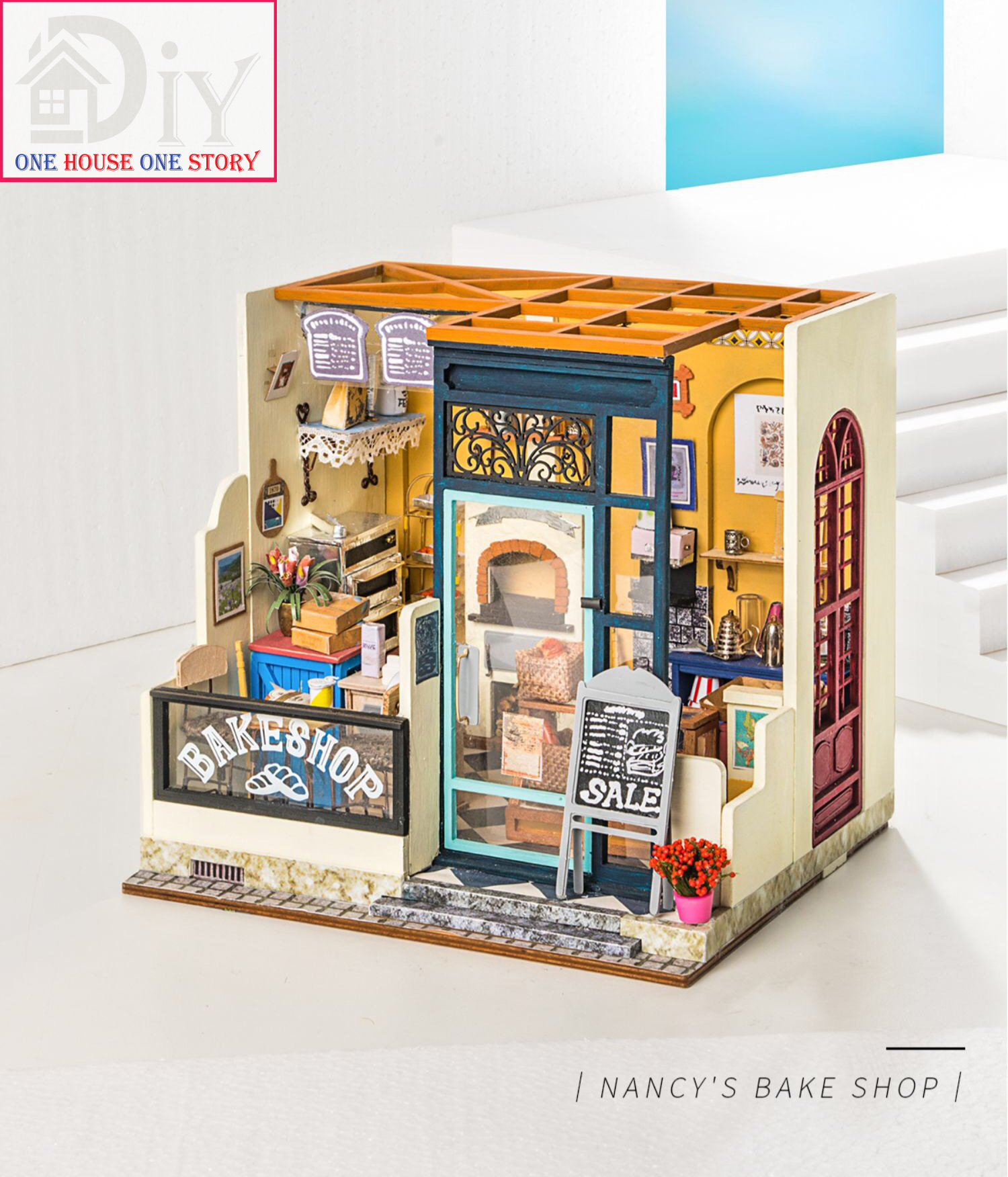 [Bản tiếng Anh]Mô hình nhà tự lắp ráp bằng gỗ Dollhouse NANCY'S BAKE SHOP - mã DG143 (Kèm nhíp + keo)