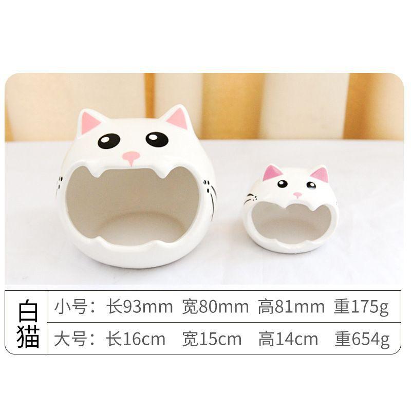 Nhà ngủ sứ hình mèo mồm to cho hamster