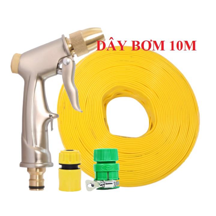 Bộ dây vòi xịt nước rửa xe, tưới cây . tăng áp 3 lần, loại 7m, 10m 206701-1 đầu đồng,cút,nồi v+ tặng túi đựng bút