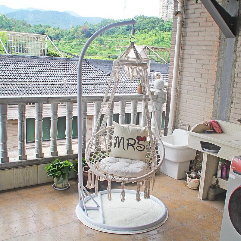 Xich đu Macrame cotton Swing kinh bắc siêu chất mầu Be Có Cần treo đi kèm