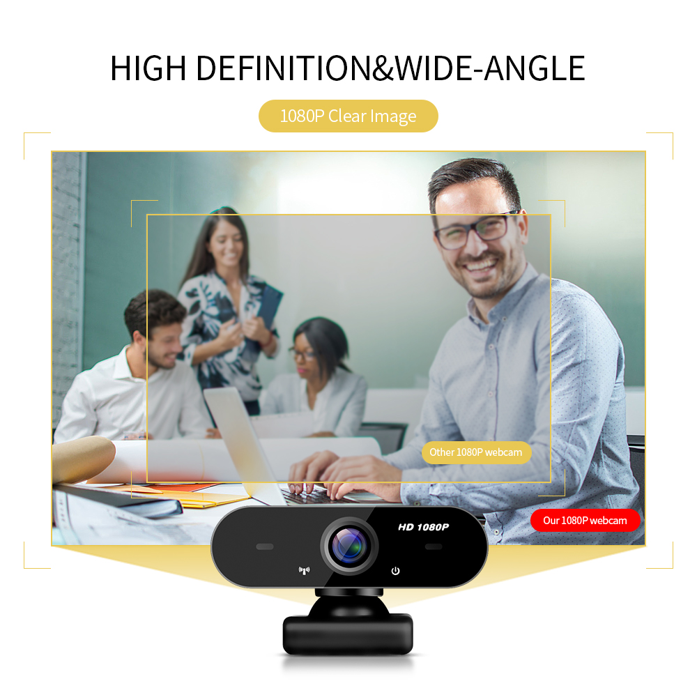 Webcam độ nét cao bằng tay lấy nét bằng tay USB với micrô cách ly tiếng ồn cho máy tính xách tay / PC 1080P