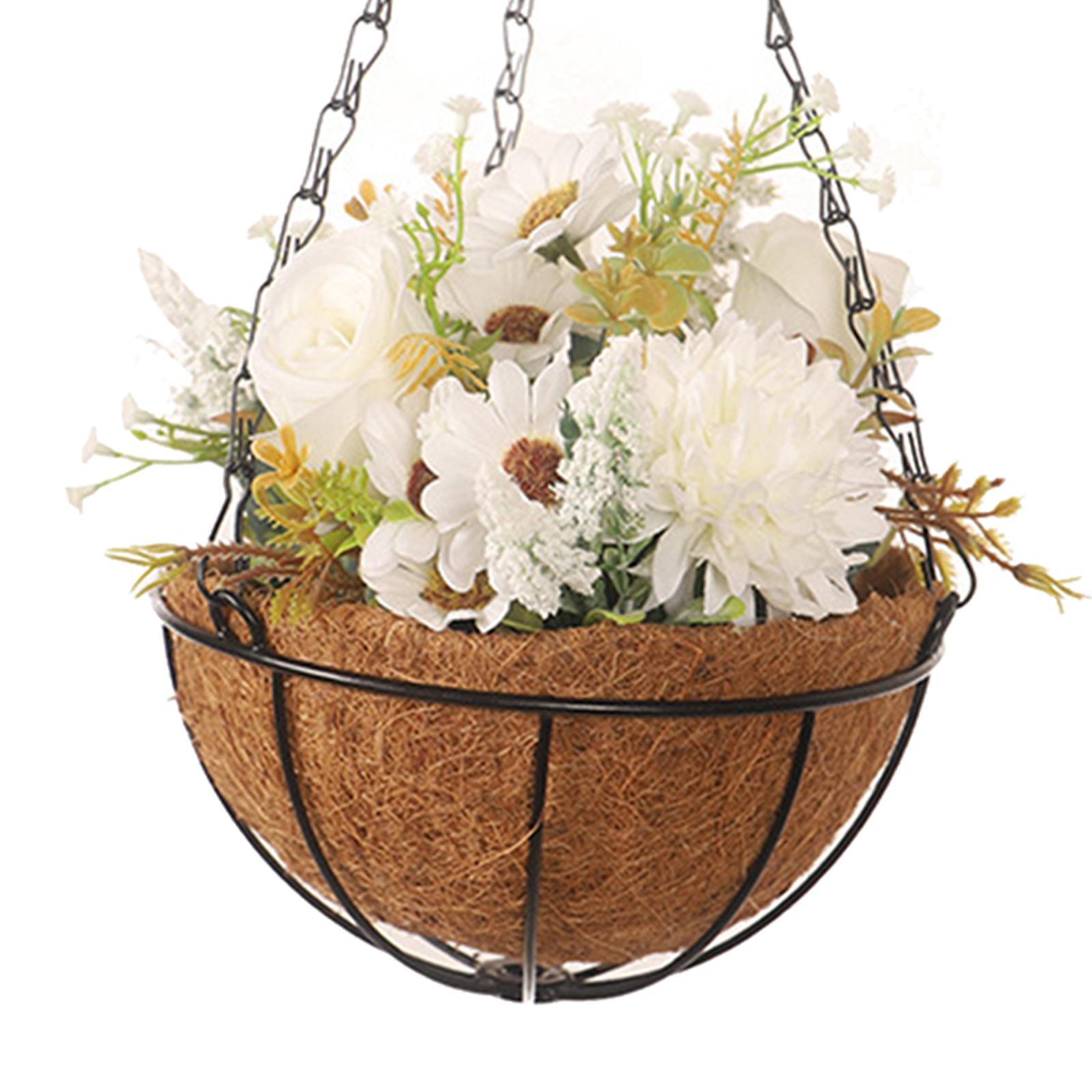 Flower Basket Wreath Spring Wreath Artificial Flower Arrangement Door Hanger Basket Wreath Farmhouse Wreath for Wedding Porch Outside Party