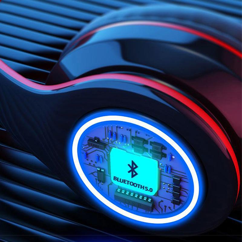 Bluetooth 5.0 Không Dây Tai Nghe Gấp Di Động Thể Thao Tai Nghe Điện Thoại Thông Minh Máy Tính MP3 Tai Nghe Đèn Phát Sáng Cho Samsung Xiaomi