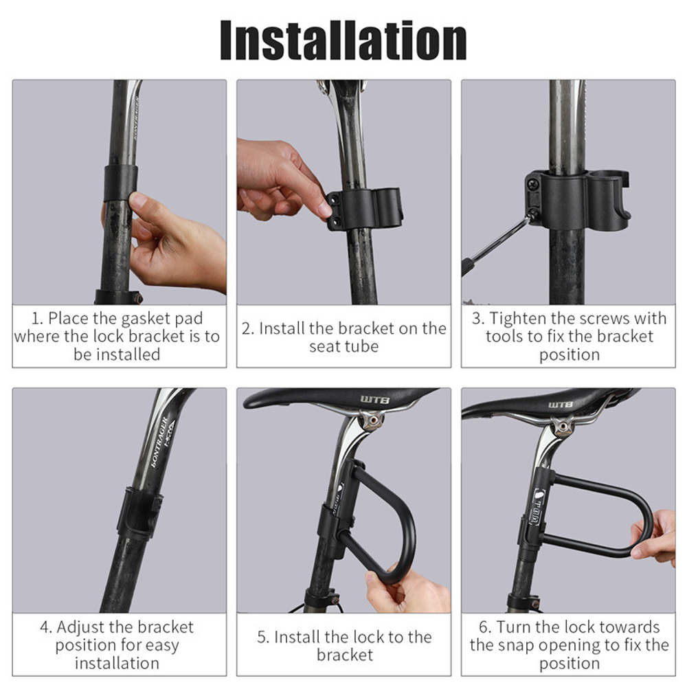 Khóa chữ U WEST BIKING chất lượng cao bằng thép carbon dày 10mm kèm 2 chìa khóa thích hợp cho khóa xe đạp, xe máy