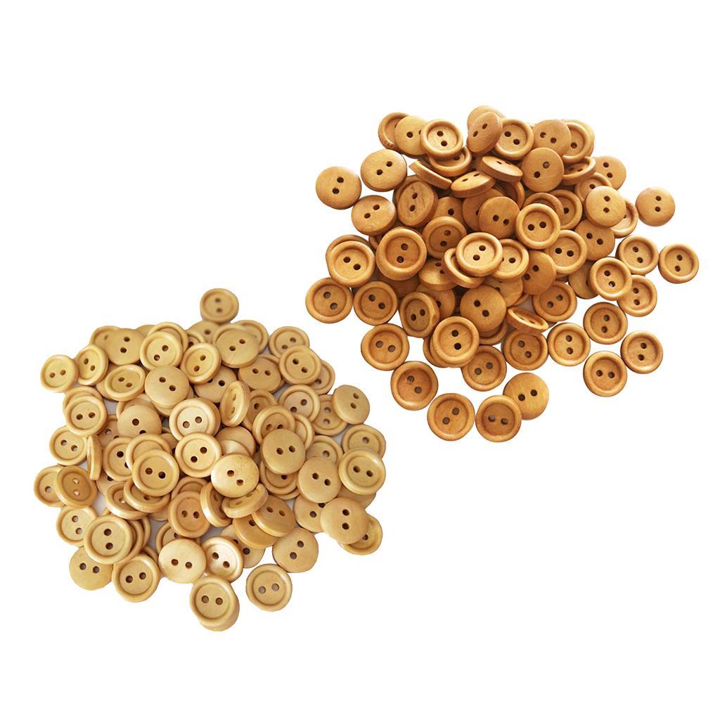 100 Cái Vintage 2 Lỗ Nút Gỗ để May Album