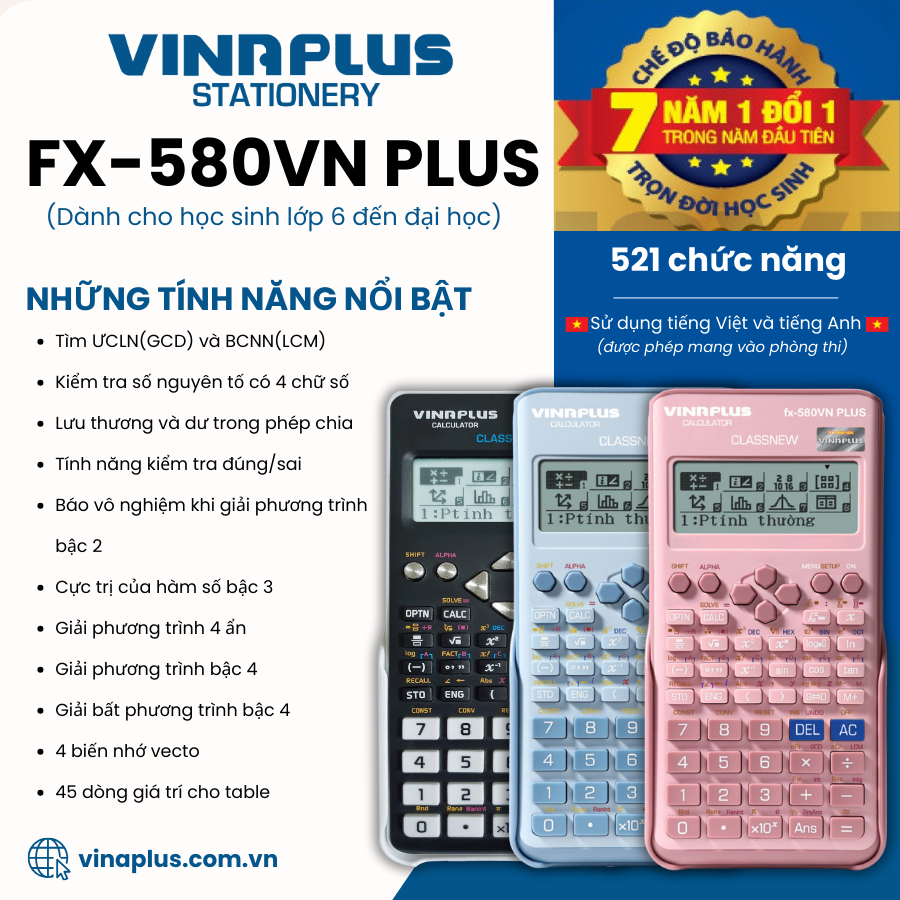 [Hàng Bán Chạy] Máy tính học sinh Vinaplus Fx-580VN PLUS