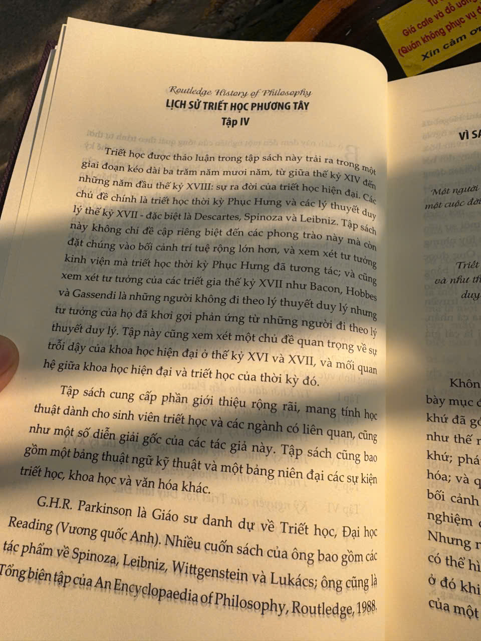 (Bìa cứng) LỊCH SỬ TRIẾT HỌC PHƯƠNG TÂY – Tập 4: Thời Phục Hưng Và Triết Học Duy Lý Thế Kỷ XVII – G.H.R. Parkinson – Vũ Thanh Bình dịch – NXB Khoa Học Xã Hội
