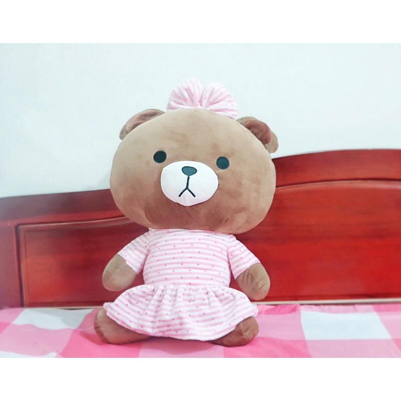 Gấu Choco đeo nơ mặc đầm nhồi bông cao cấp