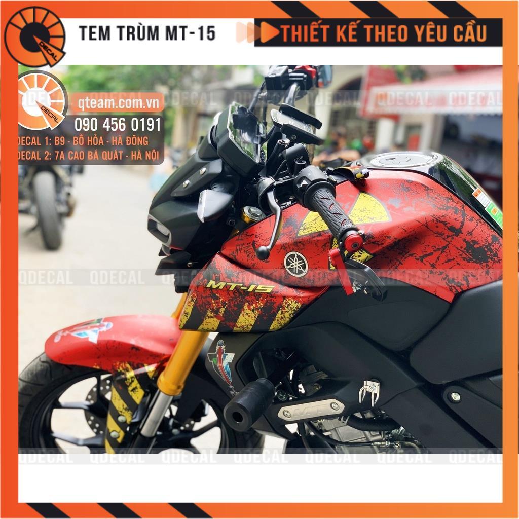 Tem trùm dành cho xe MT15 Warning đỏ vàng decal 3 lớp