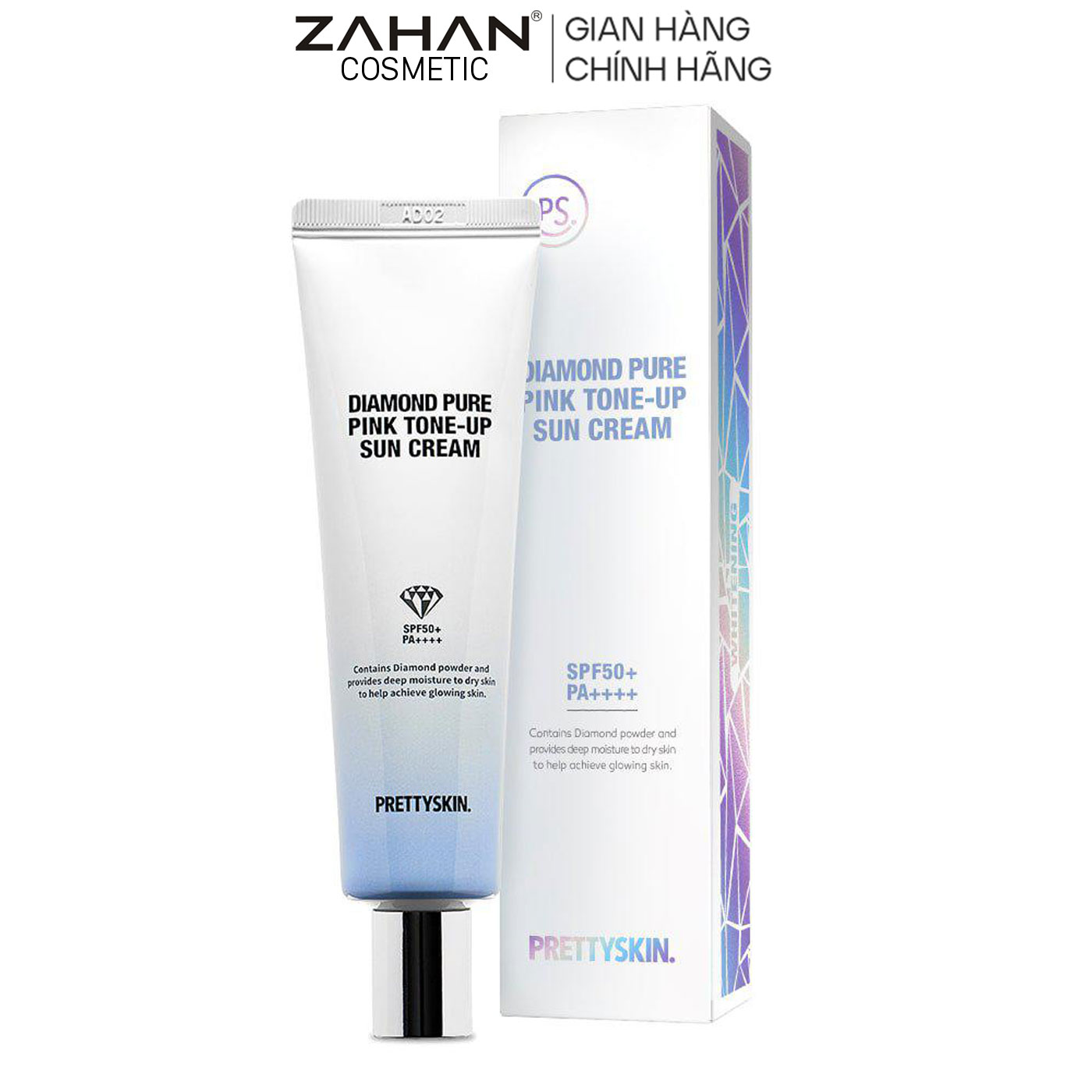 Kem chống nắng kim cương Diamond Pure Pink Tone-up Sun Cream SPF50+PA++++ Prettyskin 50ml