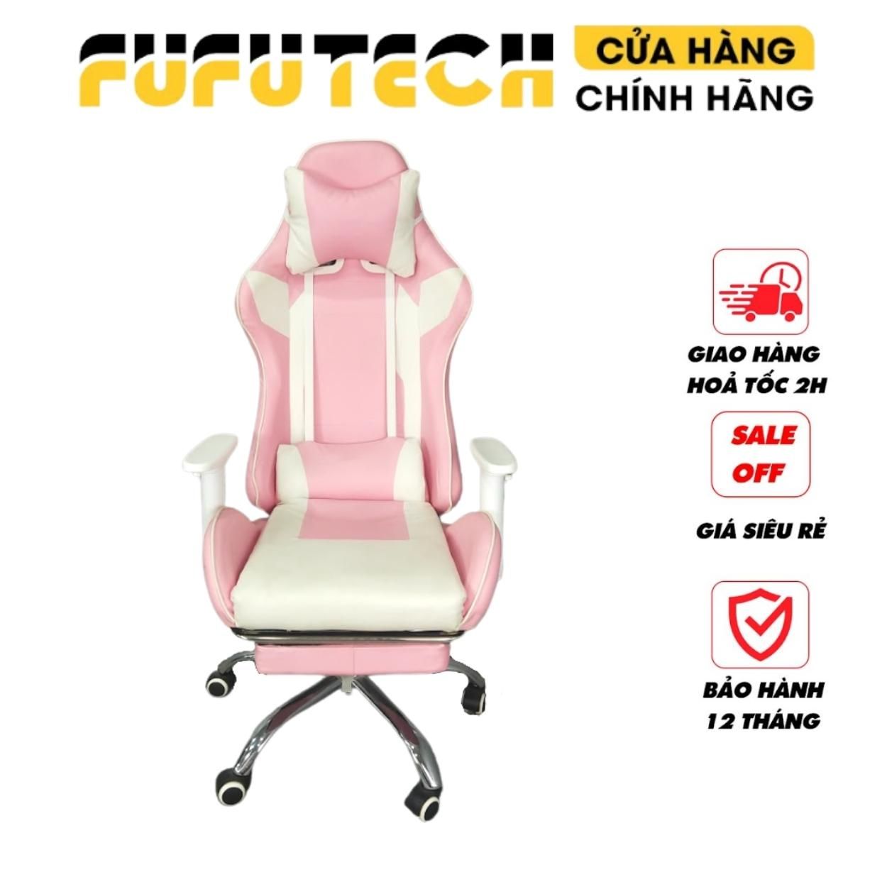 Ghế gaming FUFUTECH giá rẻ có massage, gác chân, tựa lưng thư giãn, da PU cao cấp, phù hợp với live stream, chơi game