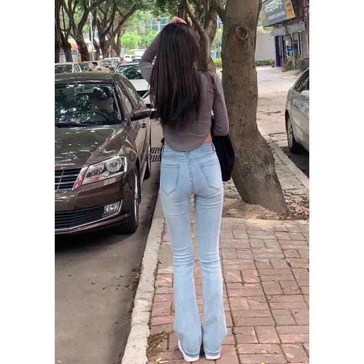 Quần jeans nữ ống loe co dãn LARI, quần bò nữ đẹp lưng cao dáng skinny trẻ trung, gợi cảm, siêu hách dáng