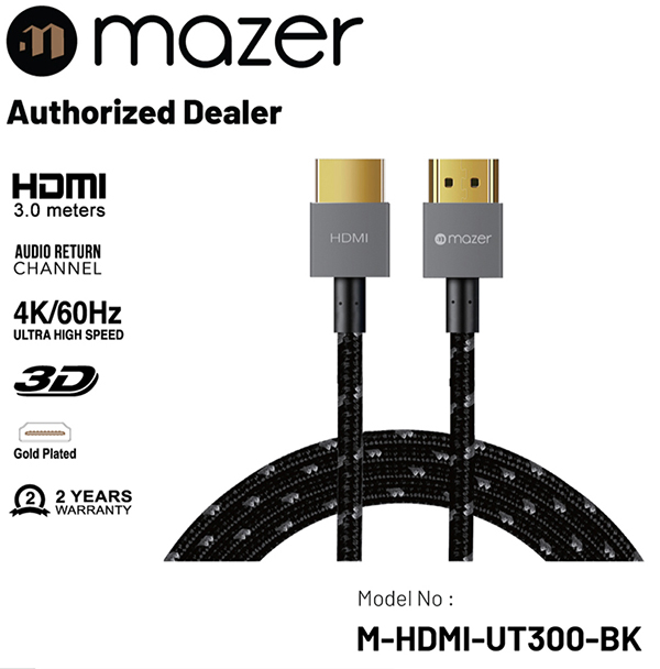 Dây Cáp Mazer UltraThin HDMI 4k (3.0M) - Hàng Chính Hãng