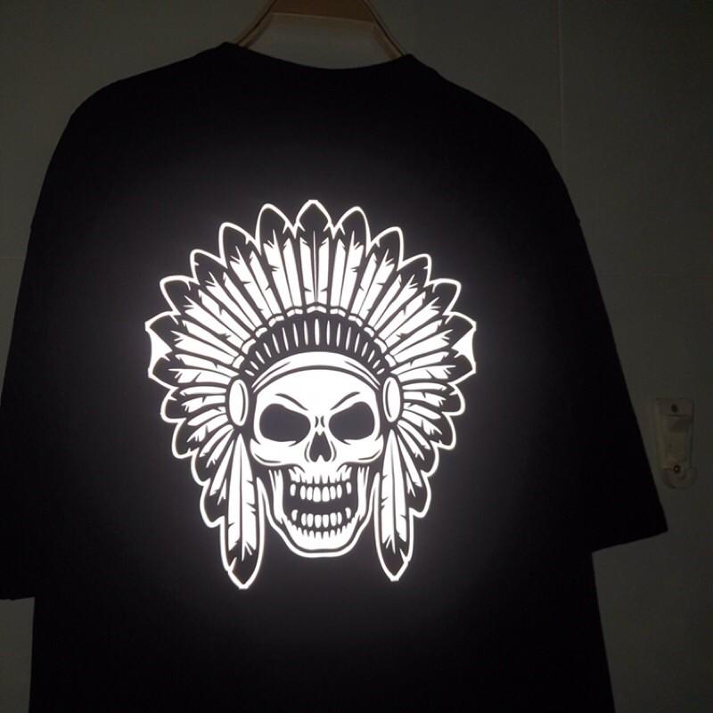 Áo thun tay ngắn phản quang 7màu in mặt quỉ nam nữ