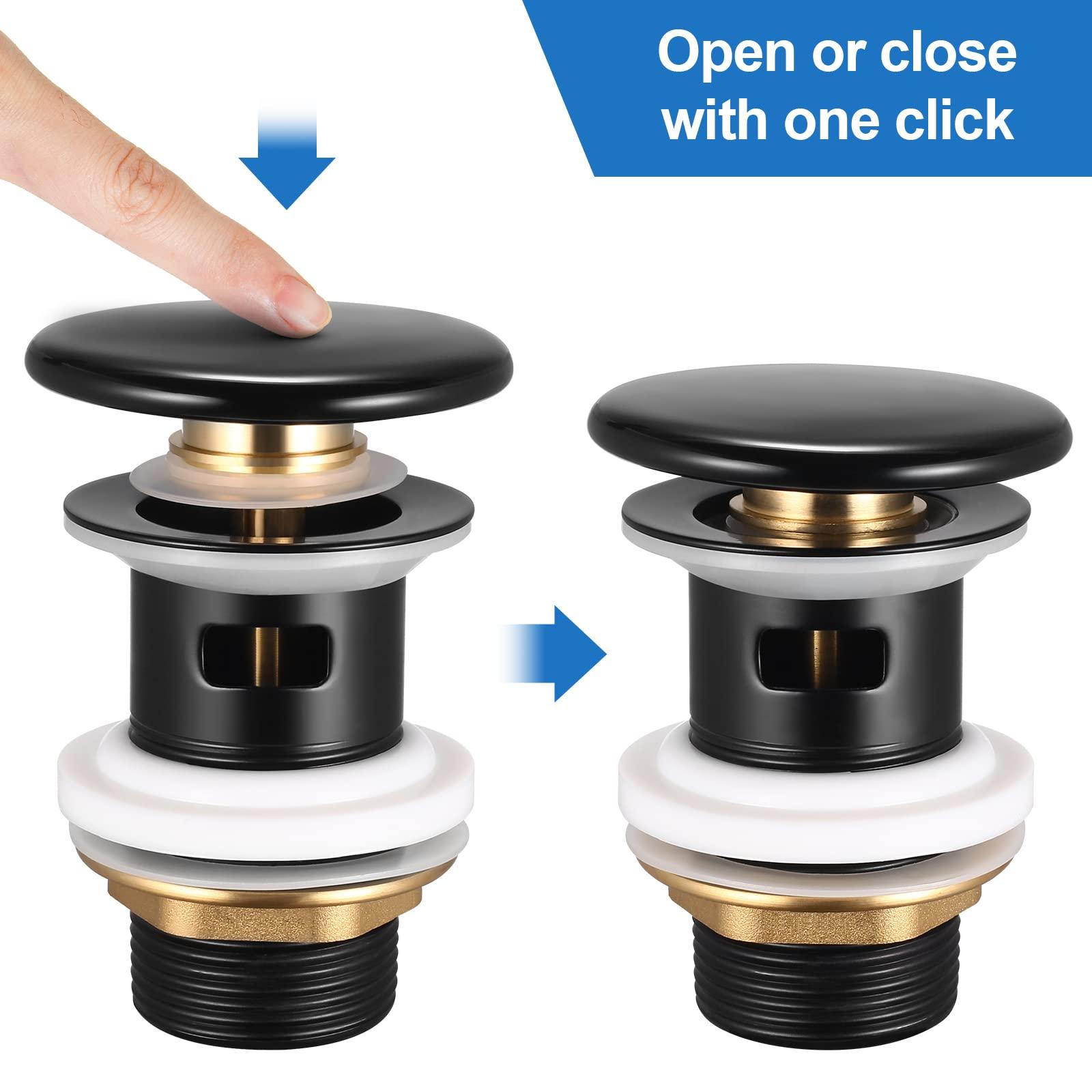 Bộ cống thoát nước với tràn màu đen, bộ thoát nước phổ quát cho bồn rửa / vanity, pop -Up cống thoát nước gốm thoát nước có phích cắm màu đen - 1 1/4 inch