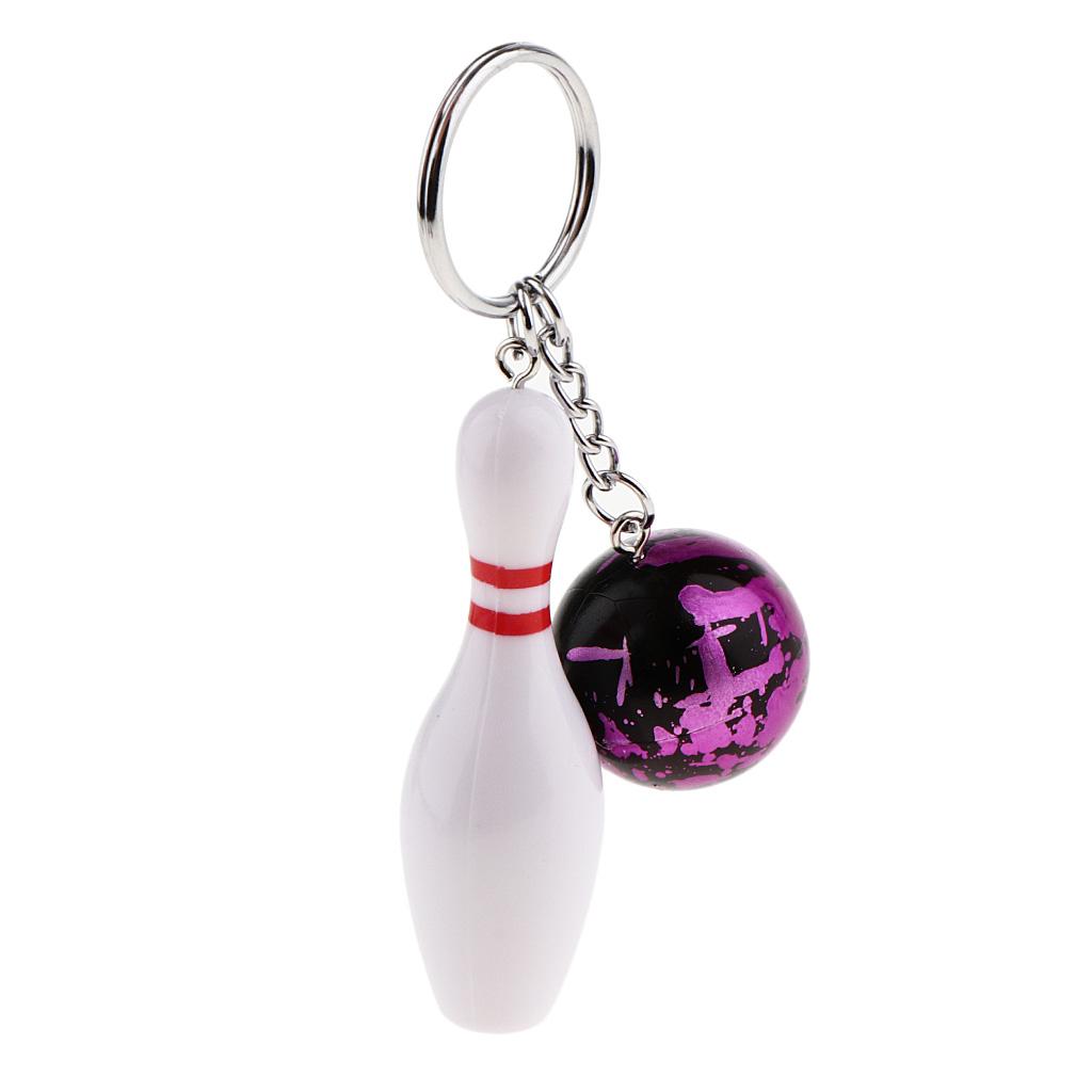 Mini Bowling Pin and Ball keychain key Ring 3D Keyfob Fashion Gift