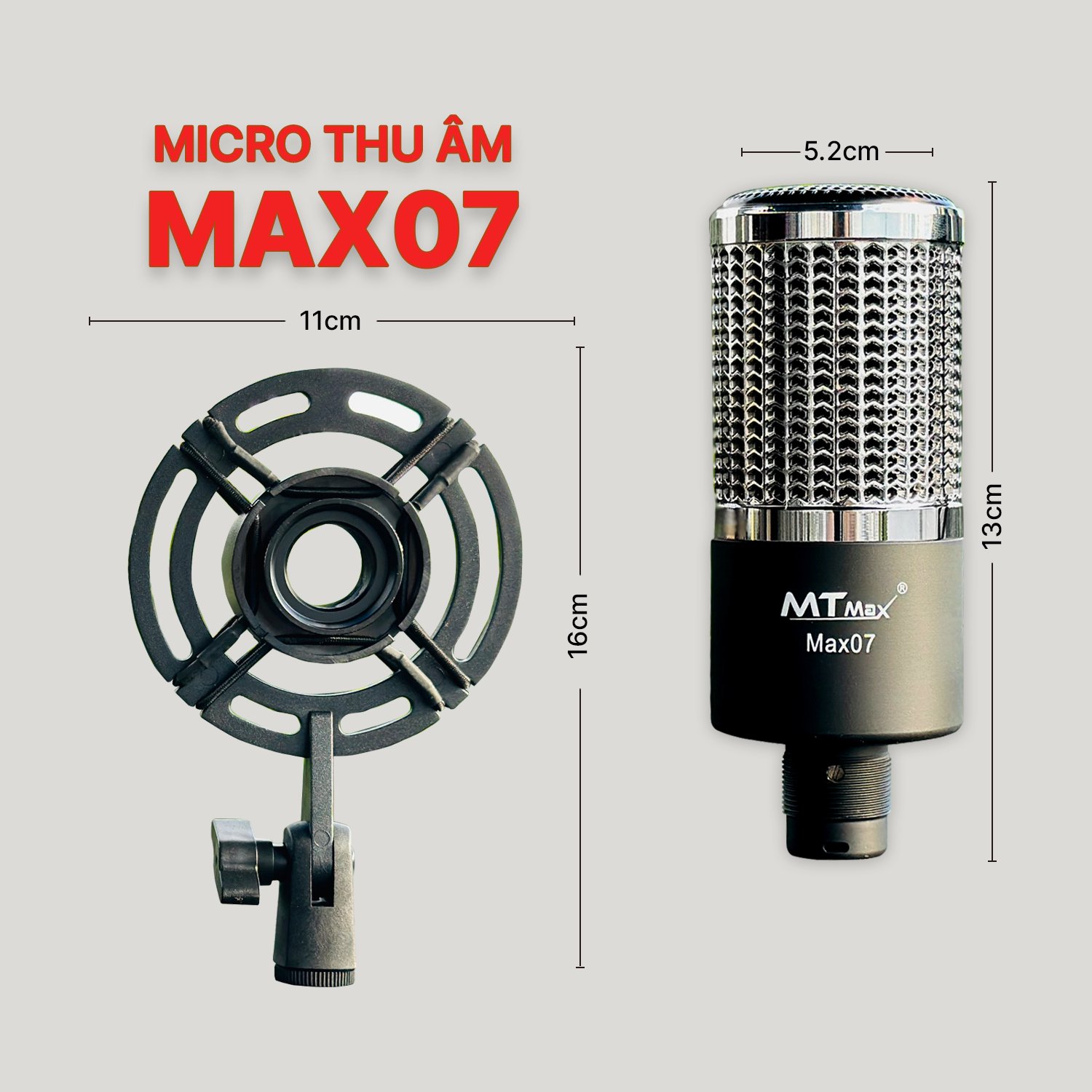 Micro Thu Âm Chính Hãng MTMAX MAX07 - Micro Condenser Livestream Cao Cấp, Hỗ Trợ Nguồn 48V, Âm Thanh Chuẩn Chuyên Nghiệp, Lọc Âm Cực Tốt, Dễ Dàng Sử Dụng. hàng chính hãng