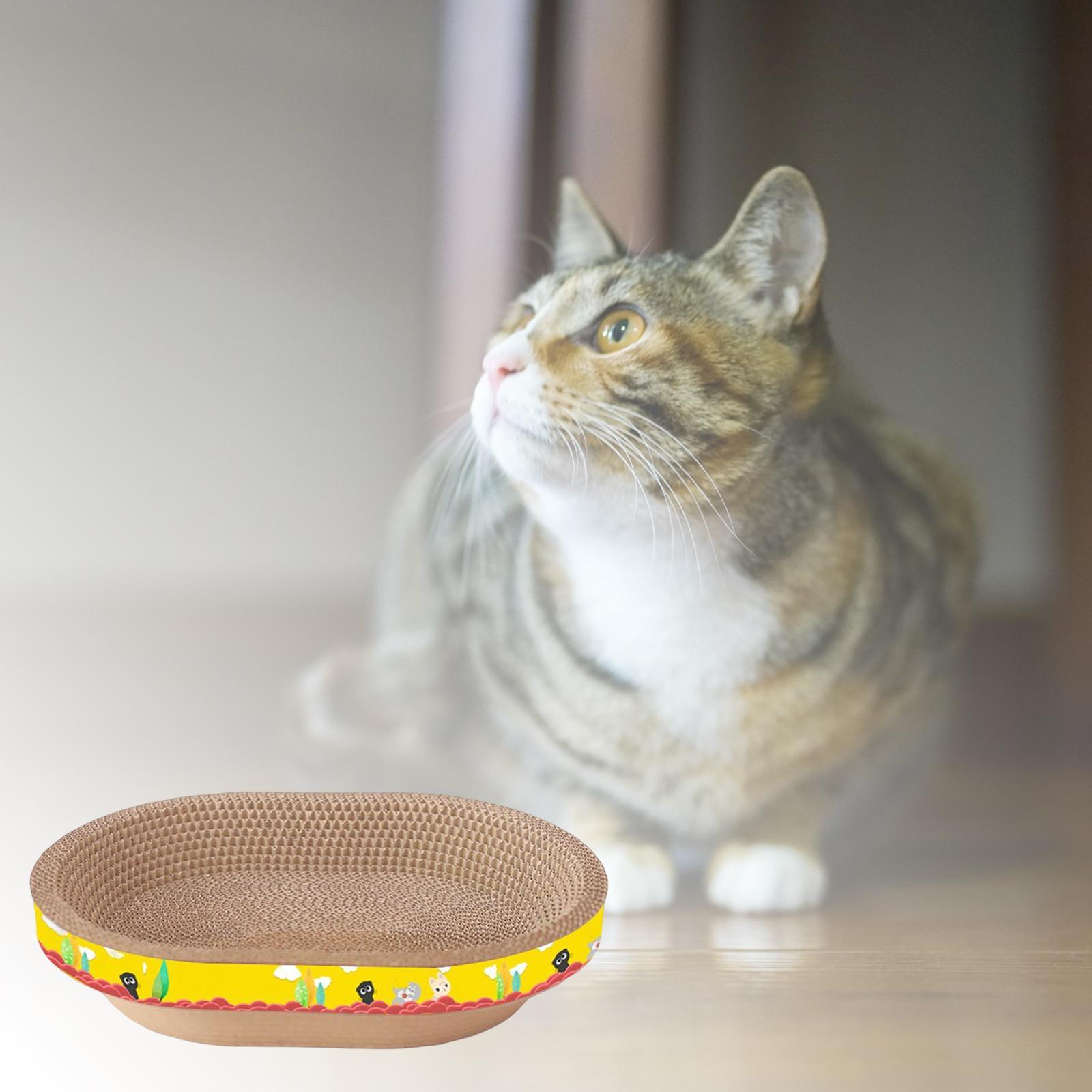 Cat Scratcher Cardboard Kitty Oval Corrugated Lounge Bed Scratching Board