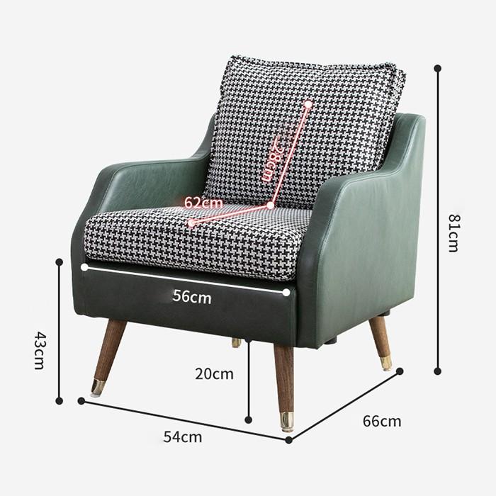 Ghế sofa đơn LY-2027 phong cách bắc âu, Ghế sofa đơn khung mạ vàng da PU cao cấp