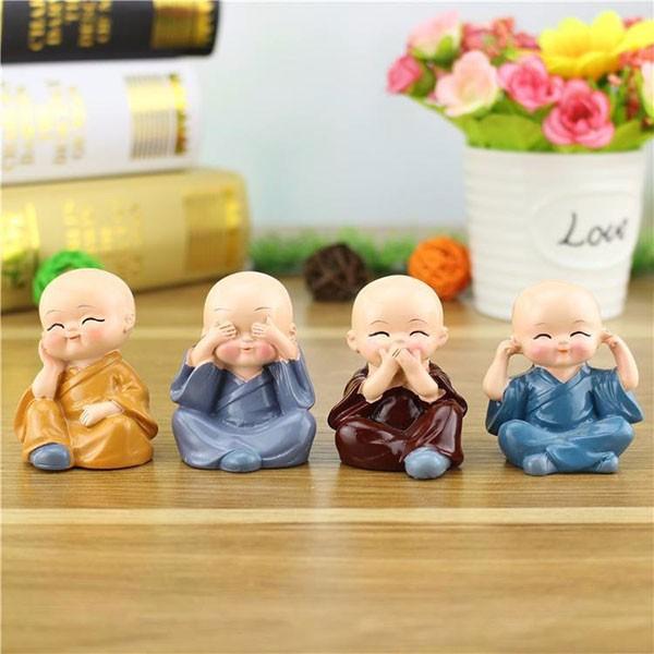 Combo 4 Chú Tiểu Tứ Không Trang Trí Ô Tô, Góc Làm Việc, Siêu Đẹp Siêu Đáng Yêu